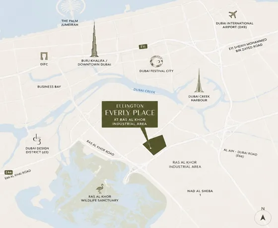 Everly Place Ras Al Khor Industrial Area, Dubai map